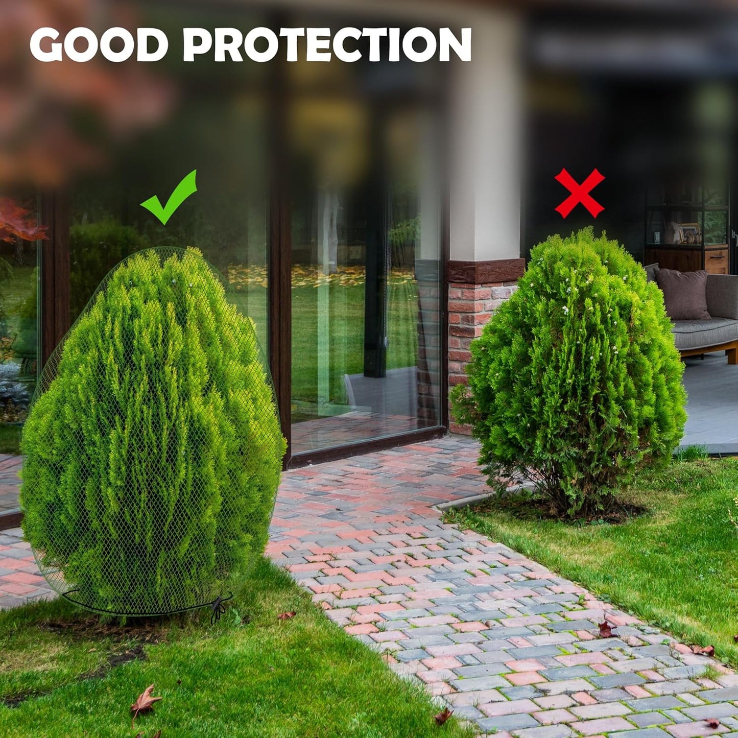 codree 2 Pcs Deer Netting for Shrubs- 7.8 x 7.8 Ft Deer Plant Netting Cover- Reusable Garden Plants Mesh Netting to Protect Undershrub Plant from Deer, Birds and Other Animals