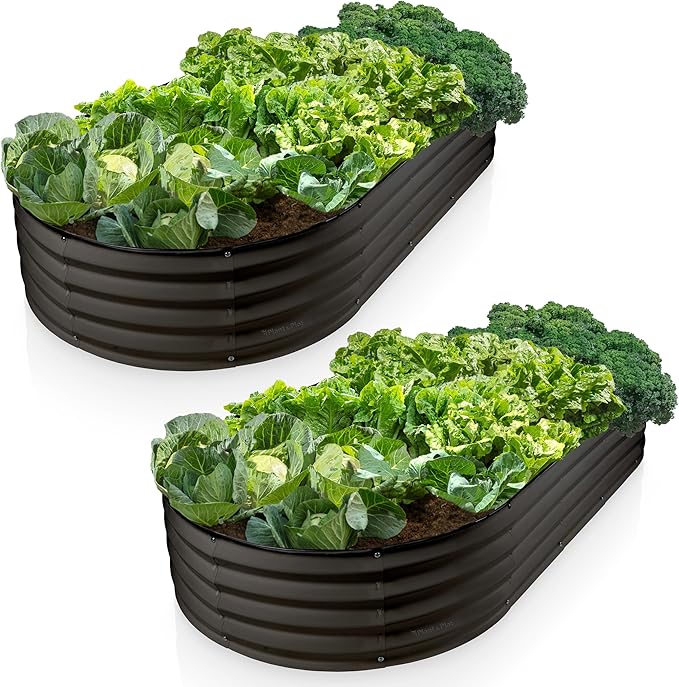 Galvanized Raised Garden Beds Outdoor // 6×3×1 ft (2-Pack) Planter Raised Beds for Gardening, Vegetables, Flowers // Large Metal Garden Box // Patented Tool-Free Design (Black)
