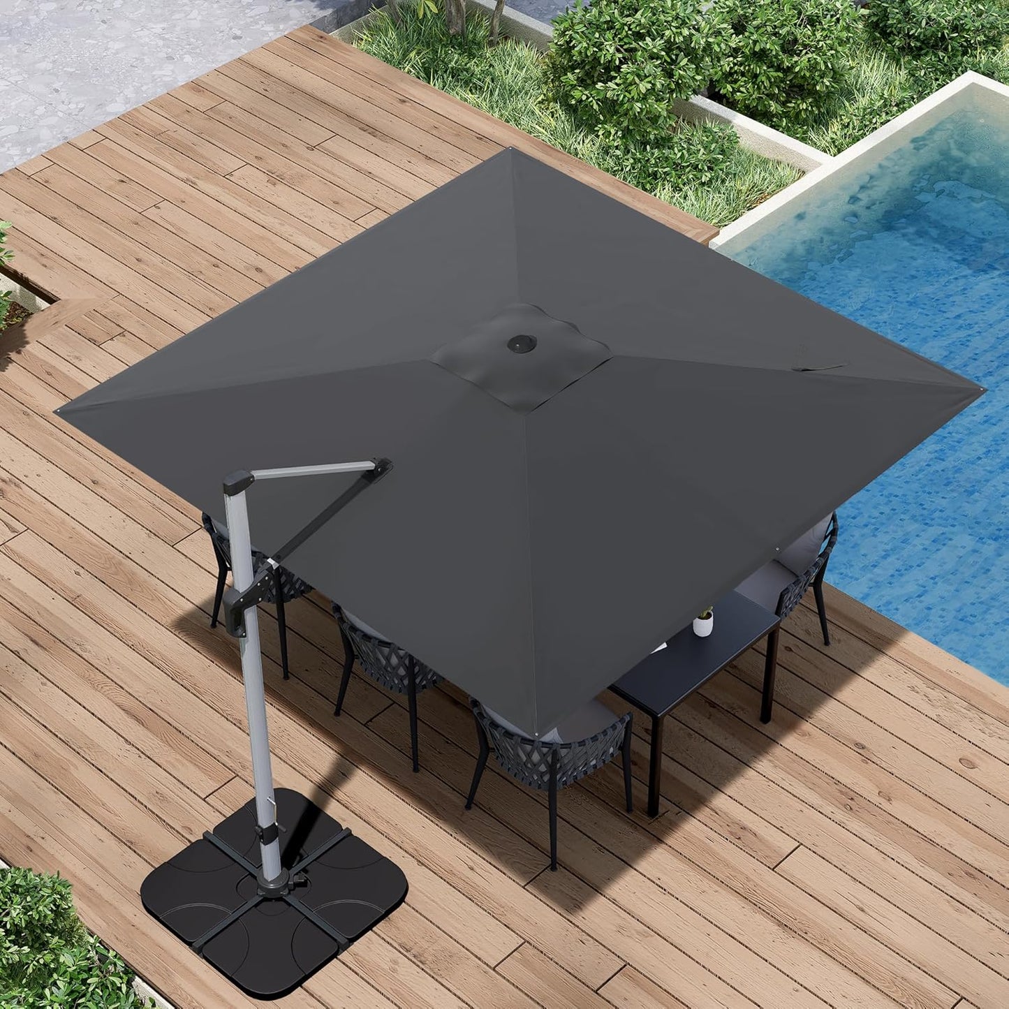 Patio Umbrella, 10FT Outdoor Cantilever Umbrella with 360-degree Rotation for Garden, Deck, Backyard, Pool and Beach, Grey