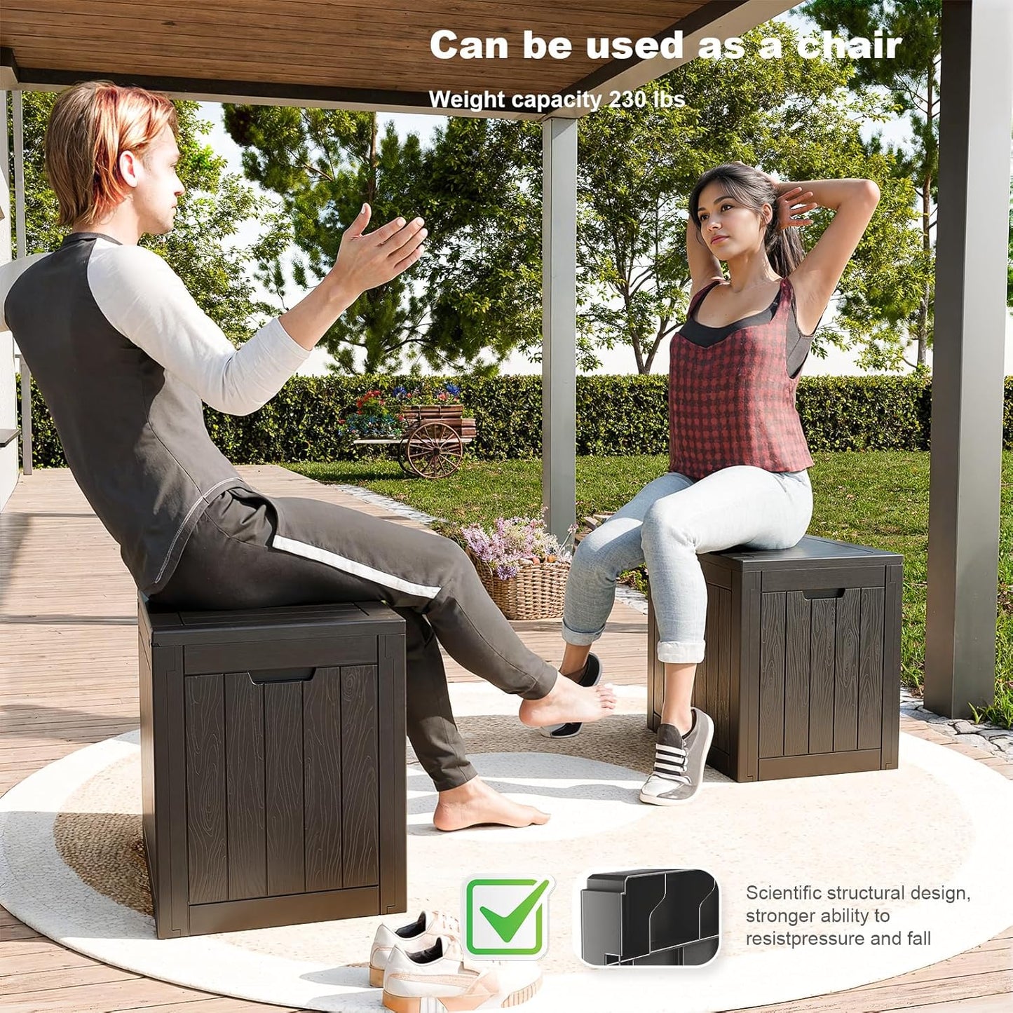 31 Gallon Waterproof Outdoor Storage Box,Resin Deck Box,Lockable Outside Storage Box Container for Patio Furniure,Garden (31 Gallon Black)