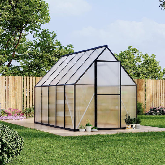 6'x9' Aluminum-Framed Polycarbonate Greenhouse, Heavy Duty Polycarbonate Greenhouse with Quick Setup Structure and Roof Vent, Large Enhanced Aluminum Green House Kit for Outdoors