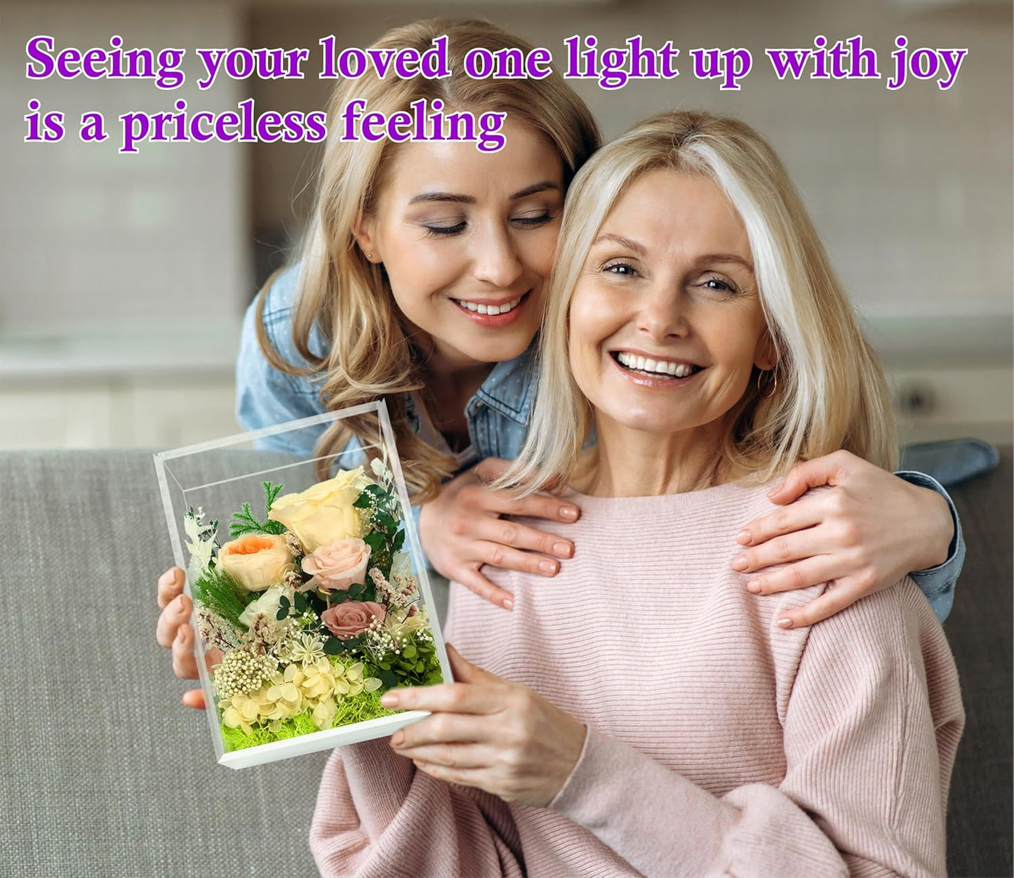 Valley of Rain & Forest Long-Lasting Real Flowers, Handcrafted Preserved Rose Bush For you to Send Love for All Occasions, Floral Arrangement for Indoor Decoration (Yellow Champagne Rose)