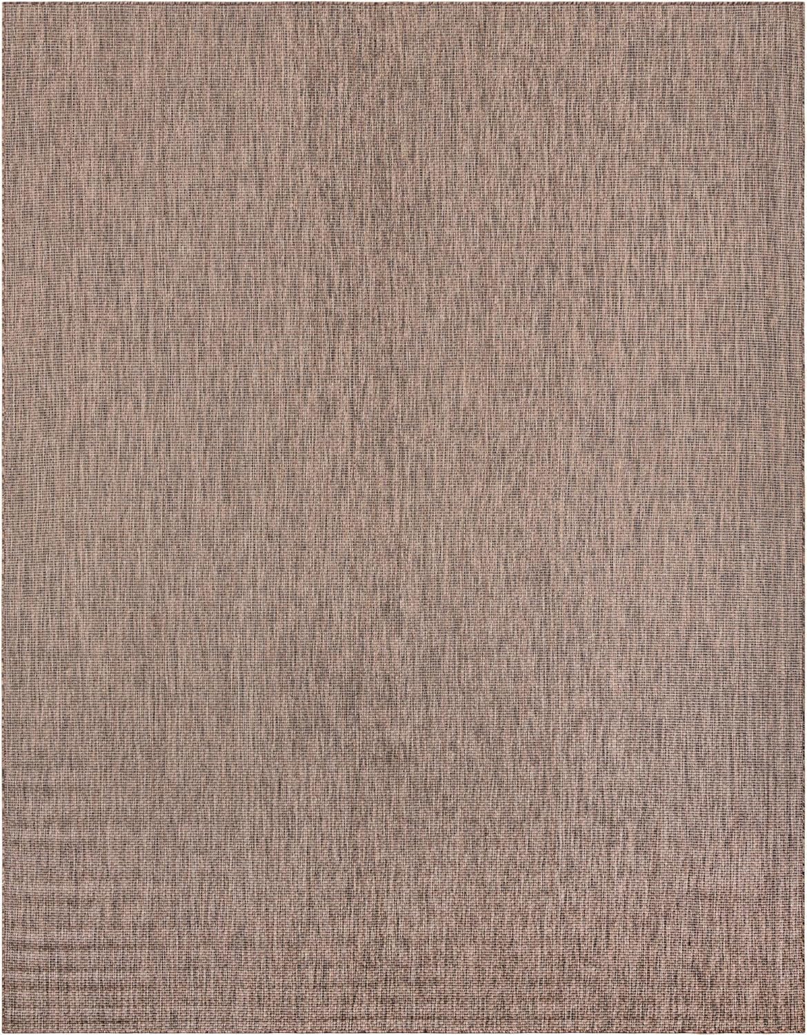 Unique Loom Outdoor Solid Collection Area Rug (10' x 13' 1" Rectangle Light Brown/Ivory)