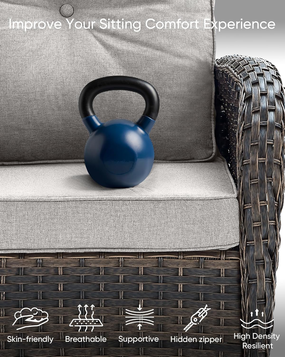 HUMMUH 3-Piece Outdoor Rocking Chairs,All-Weather PE Wicker Patio Rocker Chairs Bistro Set with Side Table,Porch Balcony Furniture with Cushions