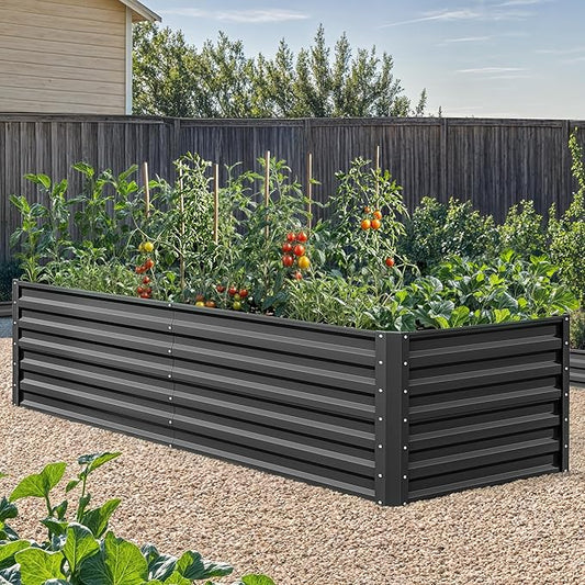 YITAHOME 72x36x24 in Galvanized Raised Garden Bed Kit, Large Metal Planter Box with Gloves & Support Rod, Outdoor Flower Bed for Plants Vegetables, Black