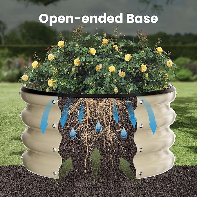 ZXZYHFTY Round Galvanized Raised Garden Bed kit,White Outdoor Garden Raised Planter Box, Round Large Metal Raised Garden Beds for Vegetable 2 * 2 * 1ft 1Pack