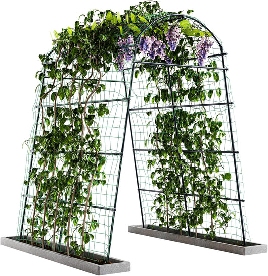 Idzo Garden Arch Trellis, 88in Tall Stainless Steel Tunnel Vegetable Trellis w PE Coating Protect Against Rust, Space-Saving & Durable Cucumber Trellis for Climbing Plants Outdoor, Minimal Maintenance