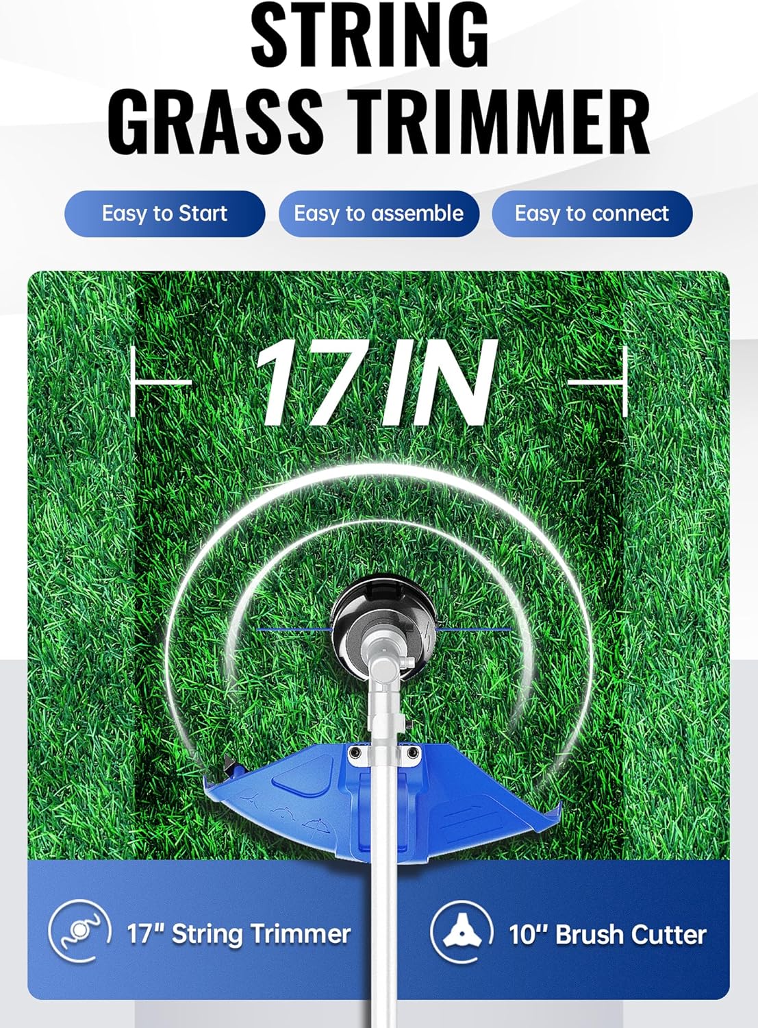 WILD BADGER POWER 26cc Weed Wacker Gas Powered, 3 in 1 String Trimmer/Edger 17'' with 10'' Brush Cutter,Rubber Handle & Shoulder Strap Included