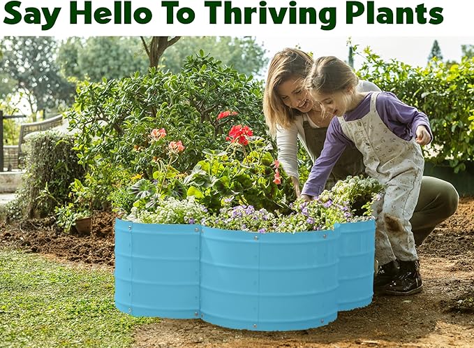 Galvanized Raised Garden Beds Outdoor // 3×3×1 ft Planter Raised Beds for Gardening, Vegetables, Flowers // Large Metal Garden Box (Teal) // Patented Tool-Free Design