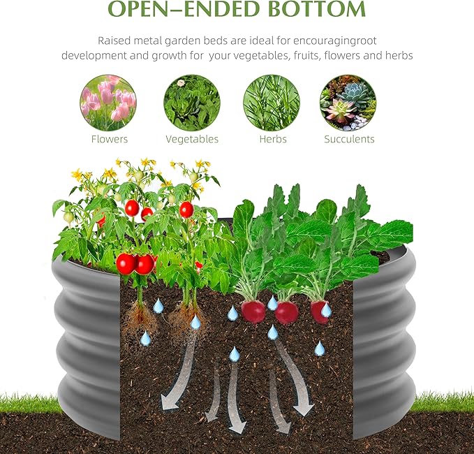 2-Pack 2x1ft Galvanized Raised Garden Bed, Outdoor Planter Bed, Metal Planter Box for Gardening and Planting