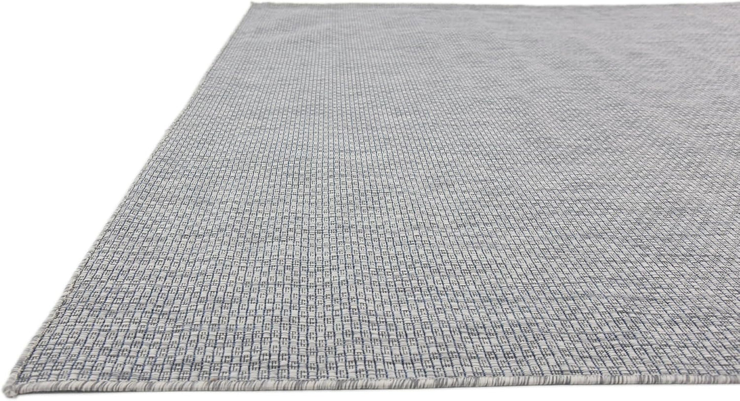 Unique Loom Collection Casual Transitional Solid Heathered Indoor/Outdoor Flatweave Area Rug (9' x 12' Rectangle, Light Gray/Ivory)
