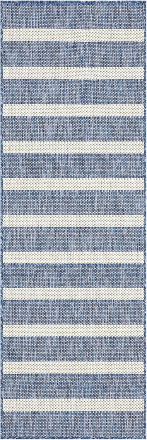 Nourison Home Positano Navy Ivory 2' x 6' Area Rug Easy Clean, Non Shedding, Bed Room, Living Room, Dining Room, Kitchen (6' Runner)