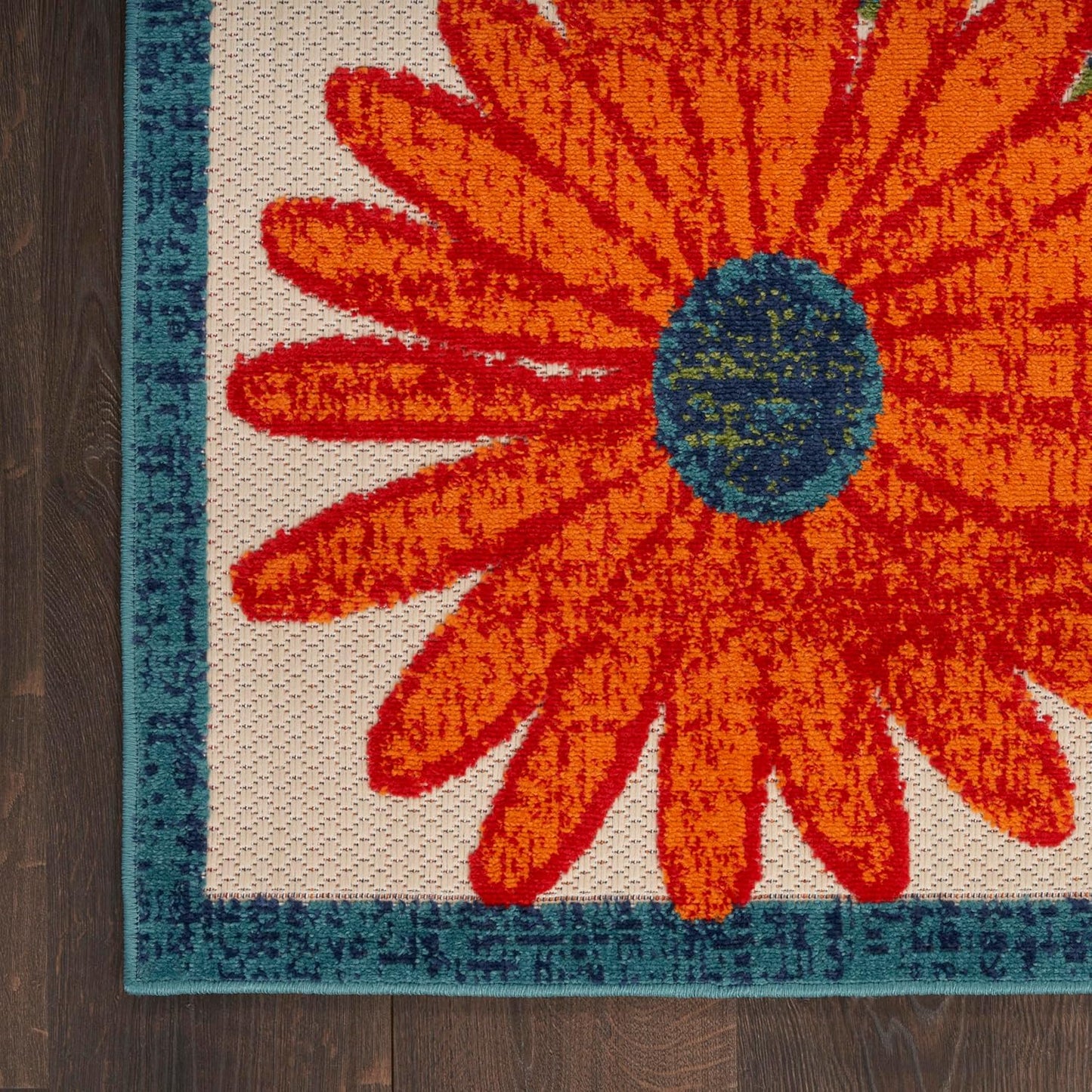 Nourison Home Aloha Indoor/Outdoor Ivory Multicolor 2'3" x 8' Area Rug, Easy-Cleaning, Non Shedding, Bed Room, Living Room, Dining Room, Backyard, Deck, Patio (2x8)