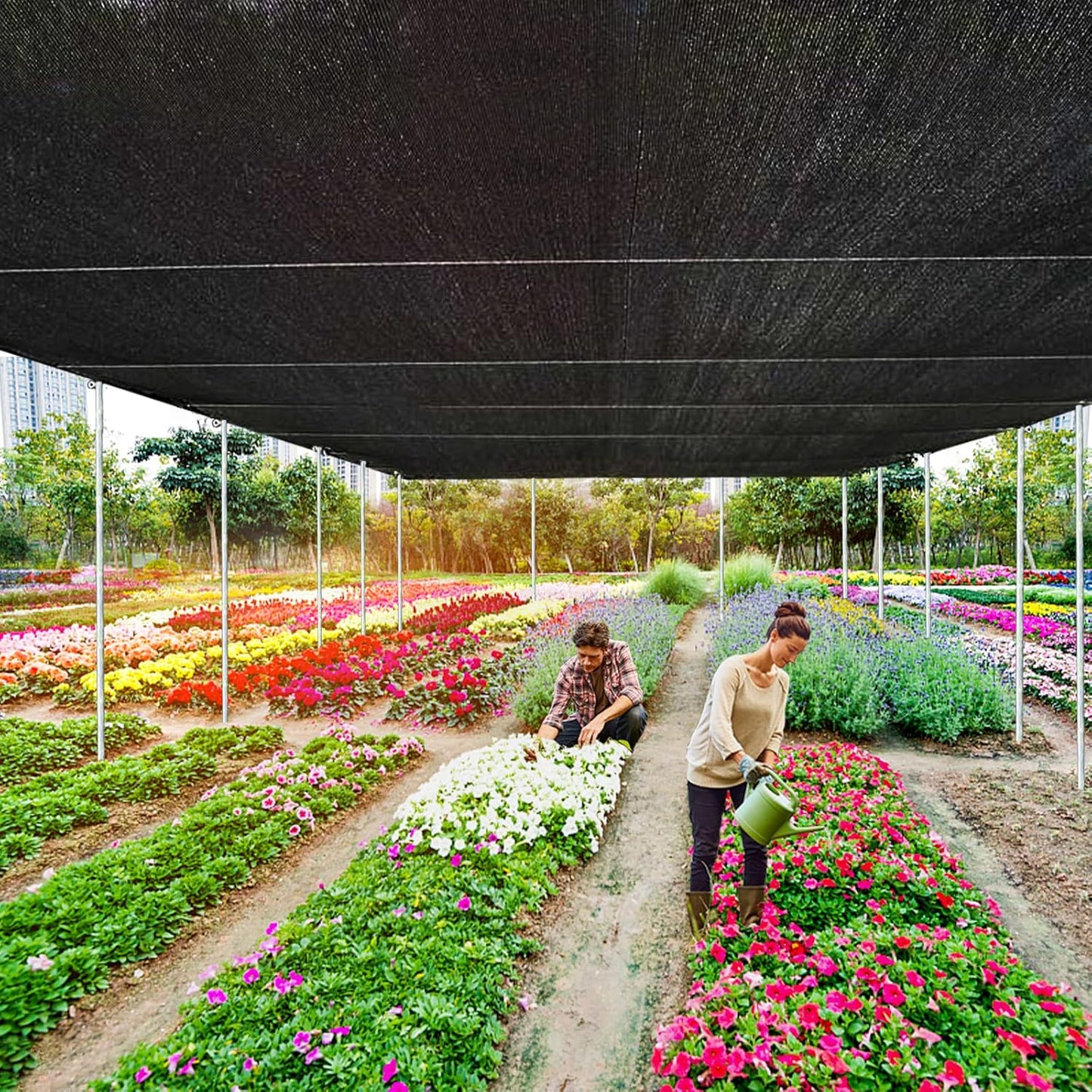 QLOFEI Shade Cloth for Garden, 90% Sunblock Neting Cover with Grommets, Sun Shade Cloth for Patio Kennel Chicken Coop Pergola Greenhouse Plants Cover Mesh Tarp, 12x16 FT