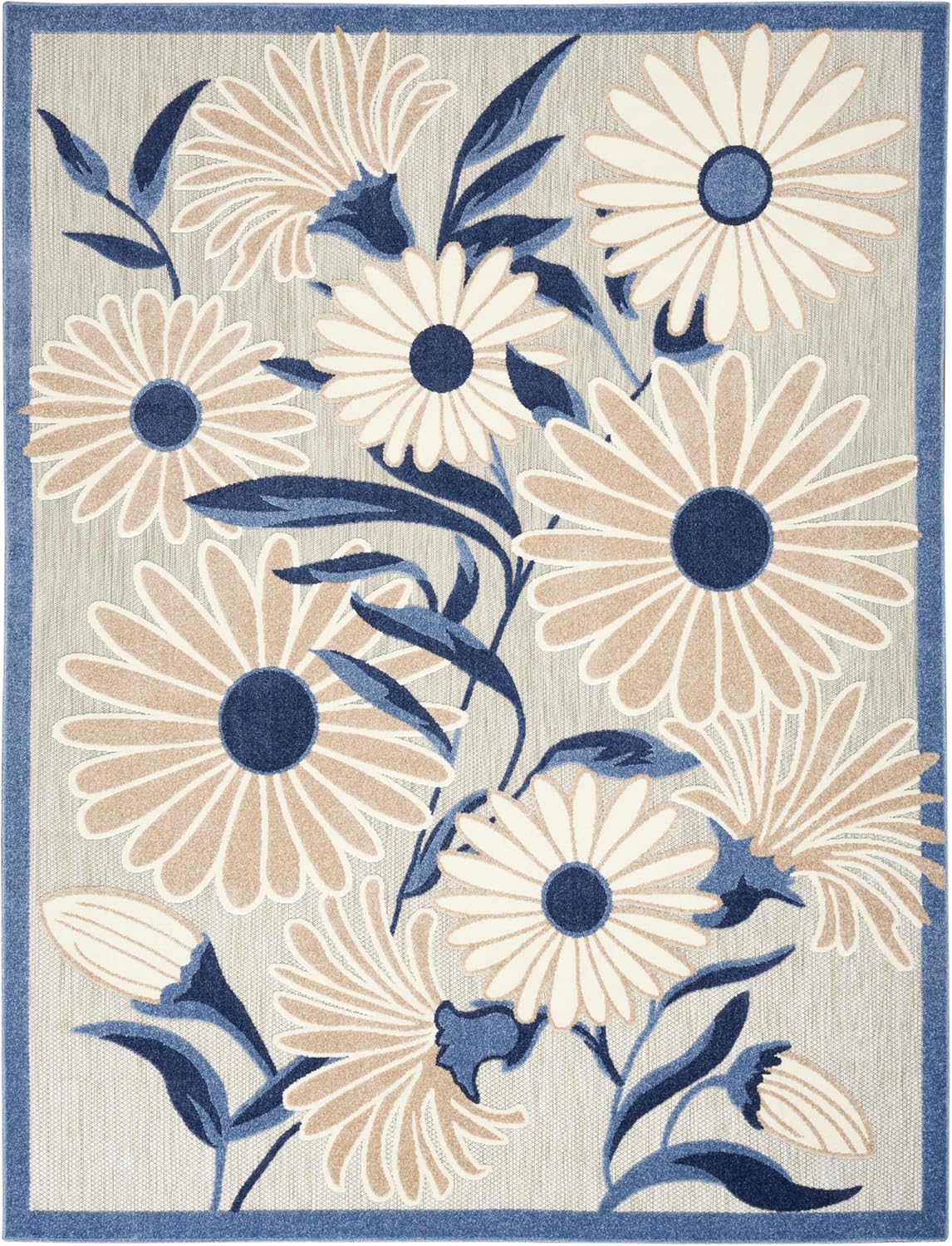 Nourison Home Aloha 8' x 11' Blue Gray Fabric Contemporary Area Rug (8' x 11')