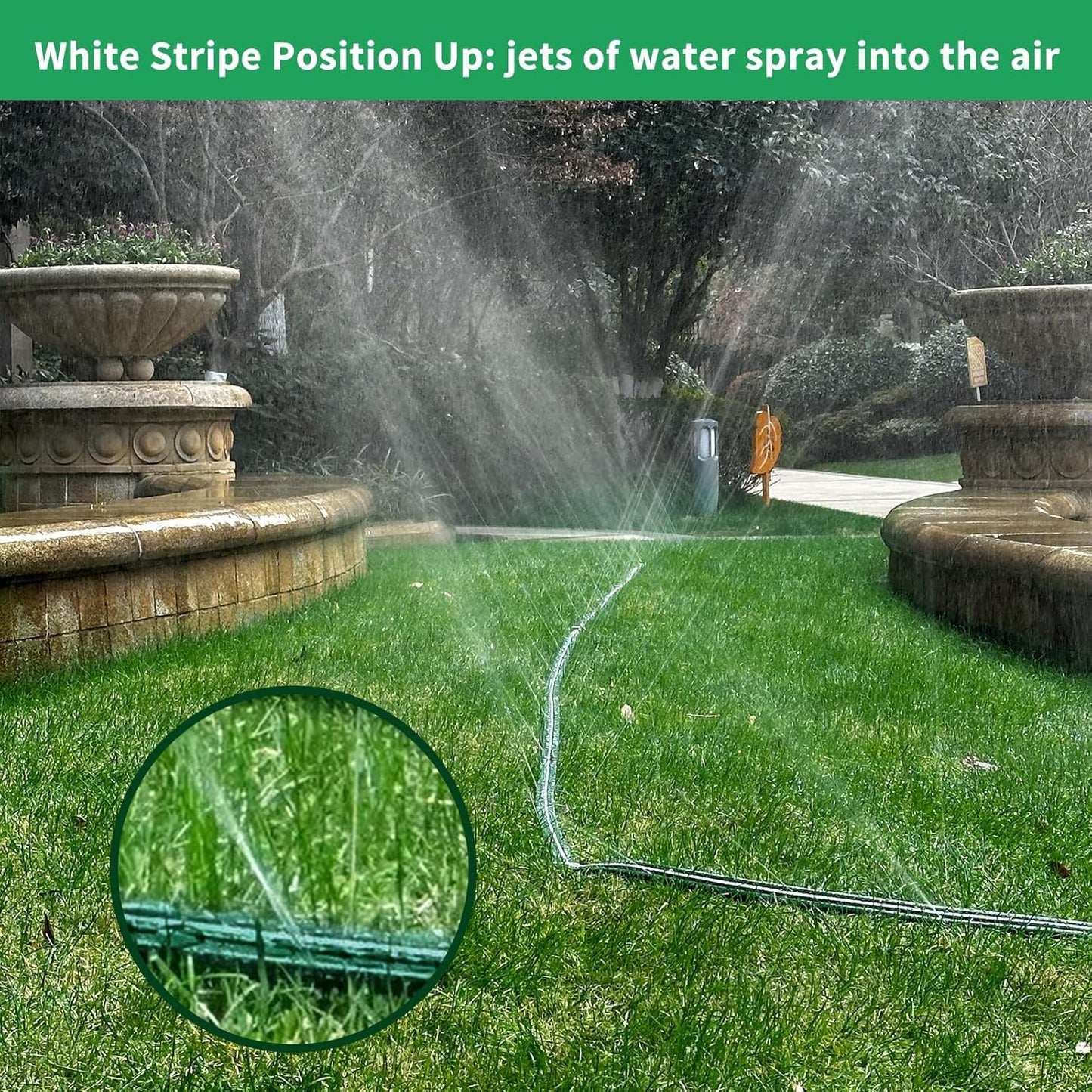 75 FT Flat Sprinkler Hose for Lawn Watering Garden Soaker Hose with Holes, Heavy Duty Lightweight No-Kink Water Hose with Stakes, Irrigation Hose, Great Fun for Kids and Dog