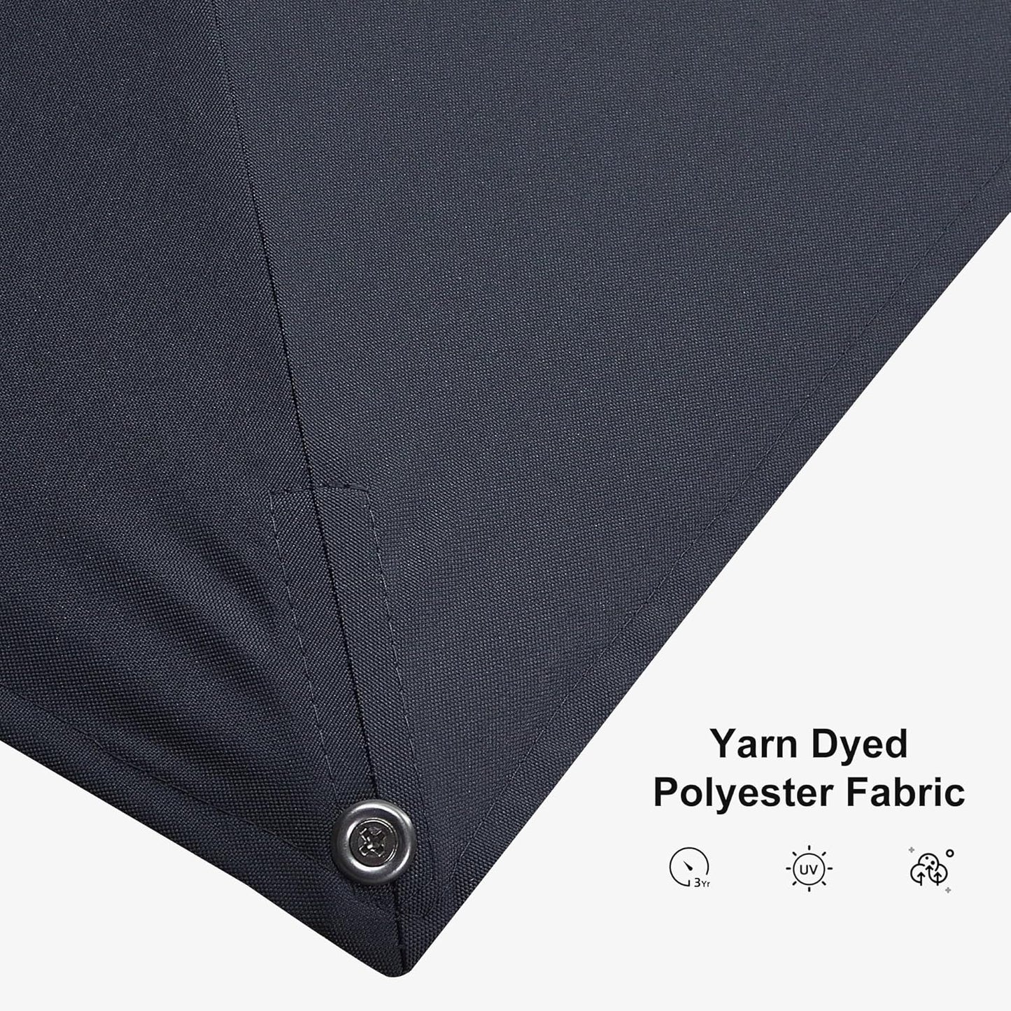 PURPLE LEAF 10 Feet Patio Umbrella Outdoor Cantilever Solar Powered LED Square Umbrella Aluminum Offset Umbrella with 360-degree Rotation for Garden Deck Pool Patio, Grey