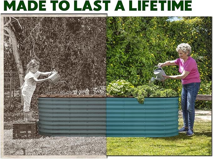 Galvanized Raised Garden Beds Outdoor // 8×2×2 ft Planter Raised Beds for Gardening, Vegetables, Flowers (Turquoise) // Large Metal Garden Box // Patented Tool-Free Design