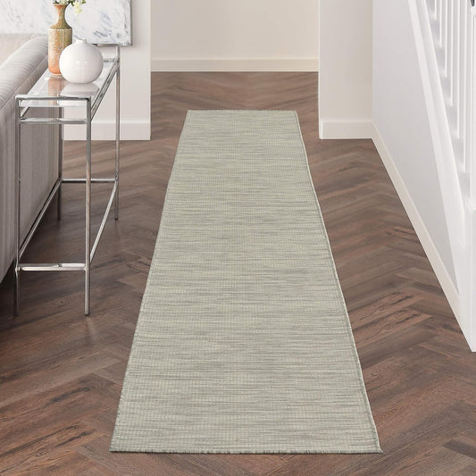 Nourison Positano Indoor/Outdoor Light Grey 2'2" x 12' Area Rug, Easy Cleaning, Non Shedding, Bed Room, Living Room, Dining Room, Backyard, Deck, Patio (2x12)