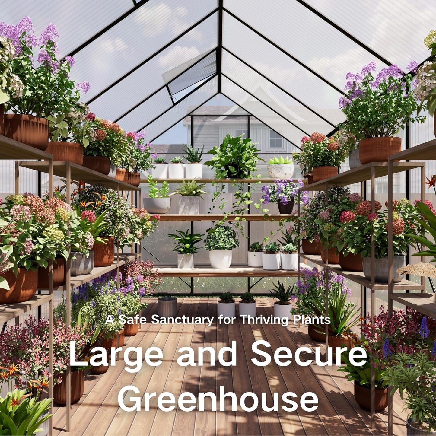 Kingdura 8x12ft Walk-in Greenhouse for Outdoors, Large Polycarbonate Greenhouses with Heavy Duty Aluminum Frame, Adjustable Roof Vent, Lockable Door, UV Protection for Outside Garden Backyard