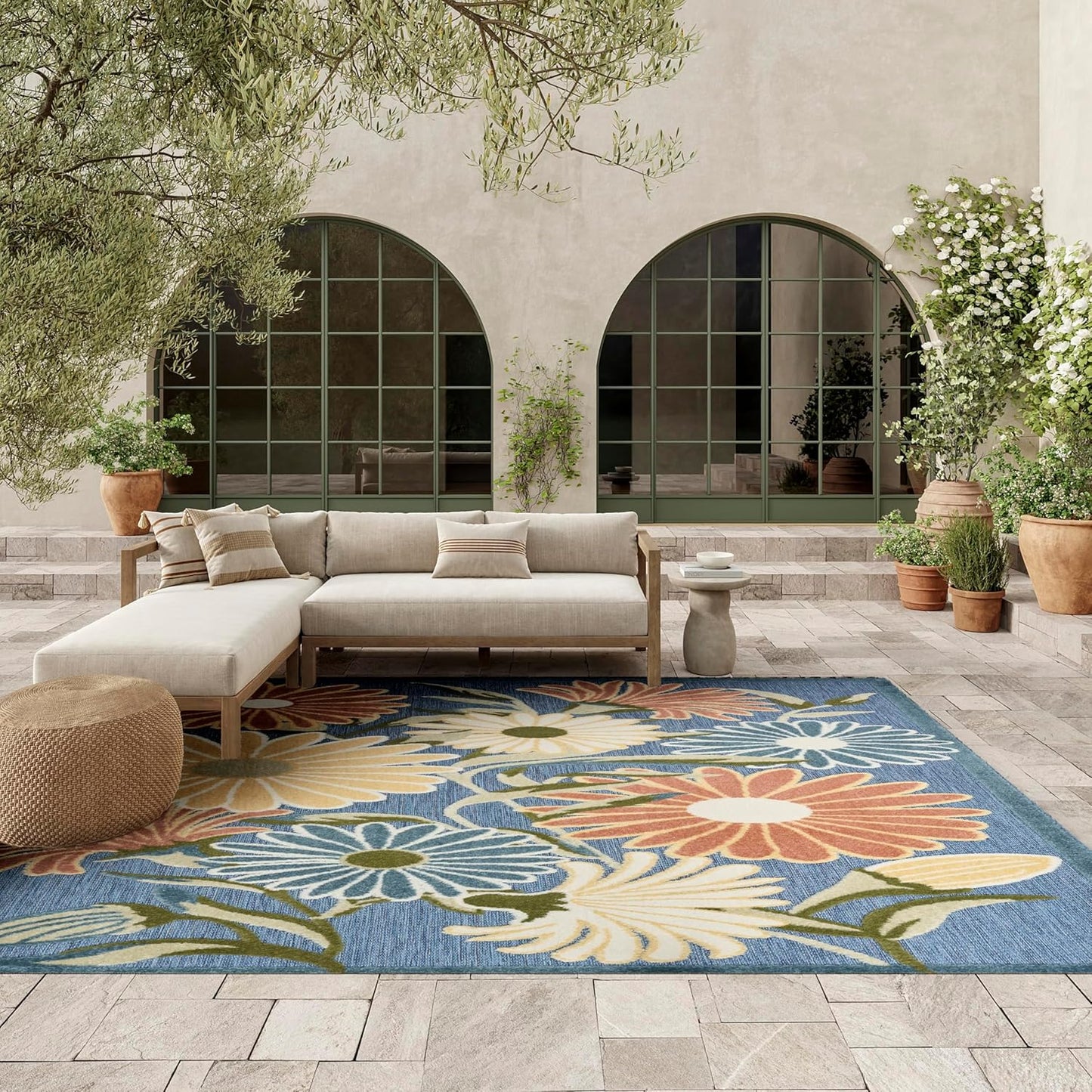 Nourison Aloha Blue Sage 9' x 12' Area Rug - Easy Clean, Non Shedding, Bed Room, Living Room, Dining Room, Kitchen (9' x 12')