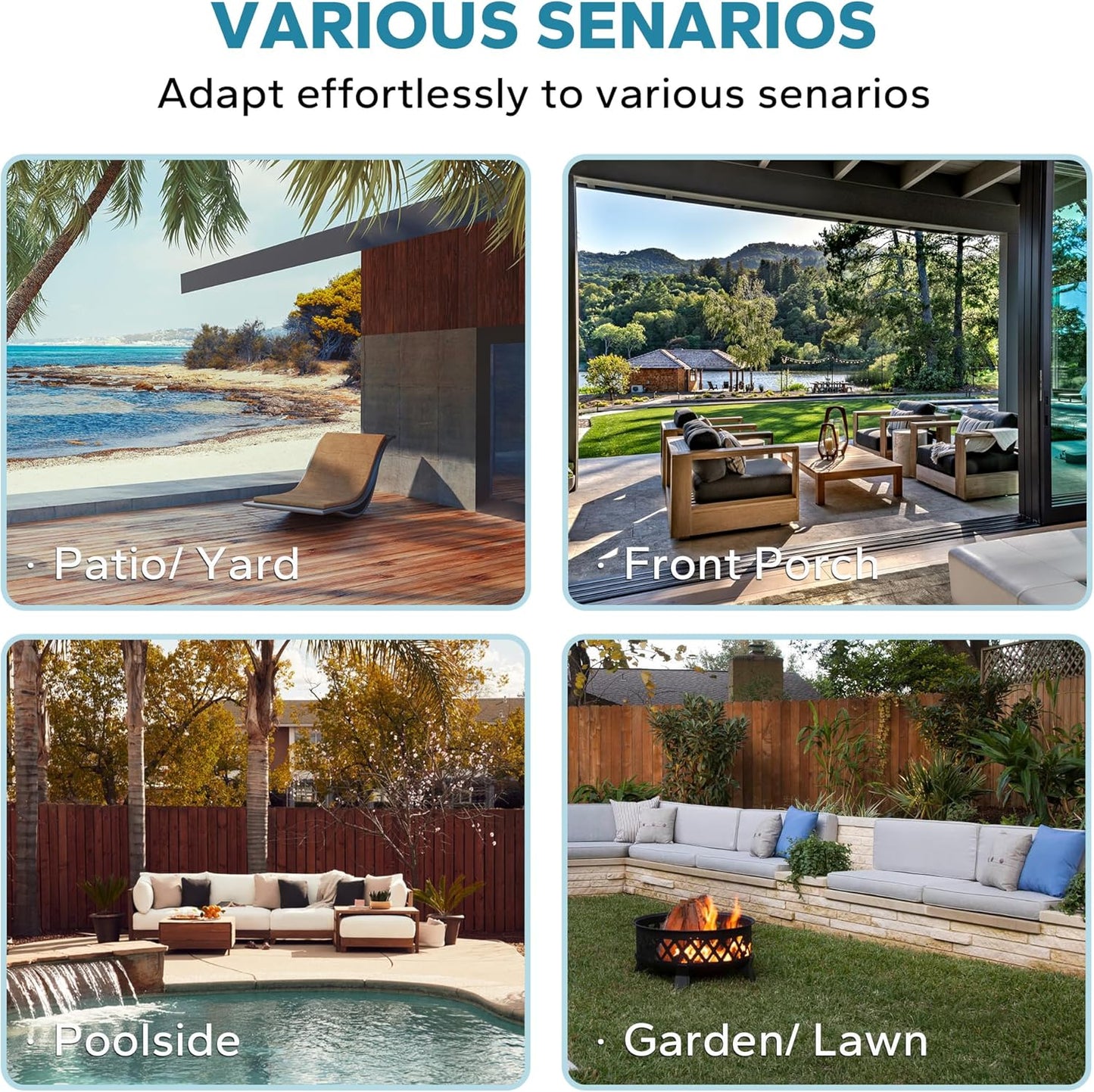 5 Pieces Outdoor Patio Conversation Furniture Set with Removable Covers, All-Weather PE Rattan, 4 Steel Frame Wicker Chairs with Cushions, 47" Metal Coffee Table for Yard (Navy Blue)