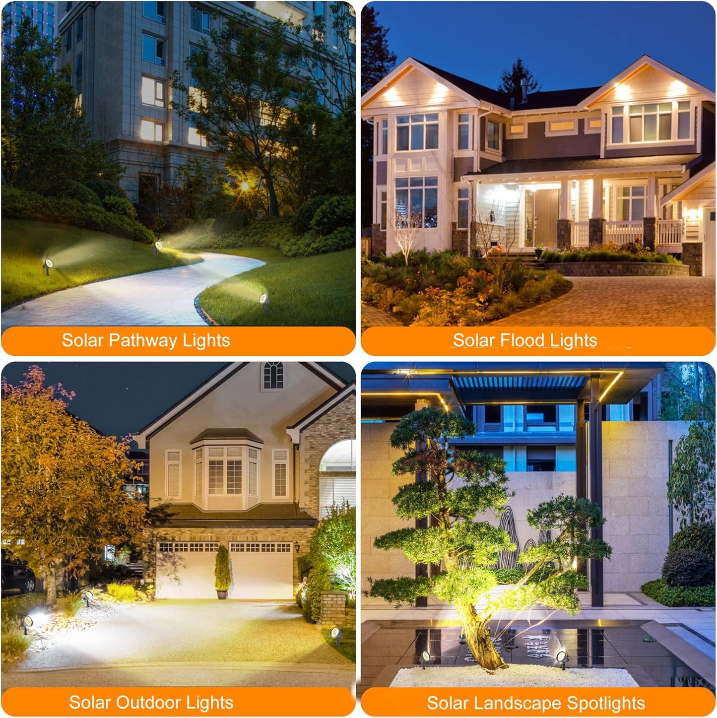 SUNLONG Solar Spotlights Outdoor Waterproof Bright Solar Wall Lights Led Security Flood Light Solar Powered for Flag Patio Front Door Driveways-Automatically Activates at Dusk to Dawn (Warm White)