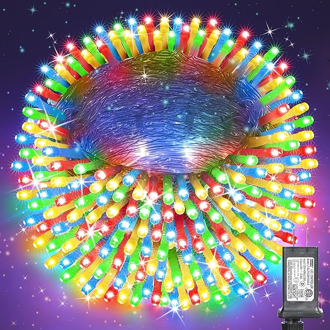 175Ft Christmas Lights Outdoor, 500 LED Christmas String Lights with 8 Modes, Timer, Waterproof Fairy Twinkle Lights for Christmas Party, Garden, Wedding, Holiday, Xmas Tree Decorations (Multicolor)