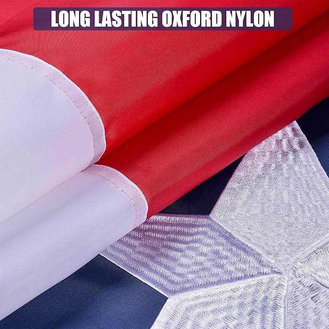 Texas State Flag 4x6 Ft, Deluxe Embroidered Heavy Duty Nylon Durable TX Outside Flags, Indoor/Outdoor, Sewn Stripes and Brass Grommets