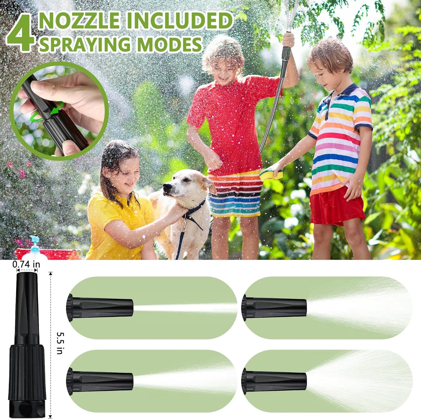 304 Stainless Steel Garden Hose 75FT-2025New Upgraded Metal Expandable Hoses With Nozzle And 3/4 Solid Fitting, Sturdy and Lightweight, Kink-Free, Rust Proof &Ultra-Durable Water Hose For Yard Camper