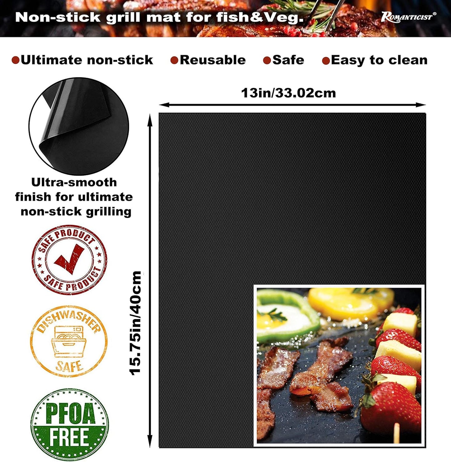 ROMANTICIST 28pcs BBQ Accessories Set with Thermometer - The Very Best Grill Gift on Birthday Wedding - Heavy Duty Stainless Steel Grill Set in Case for Outdoor Cooking Camping Grilling Smoking