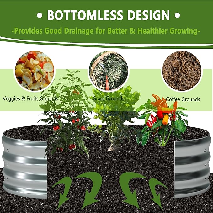 12x2x1ft(2 Pack) Oval Galvanized Raised Garden Bed,Outdoor Planter Box Metal Patio Kit Planting Bed for Vegetables Flowers and Succulents