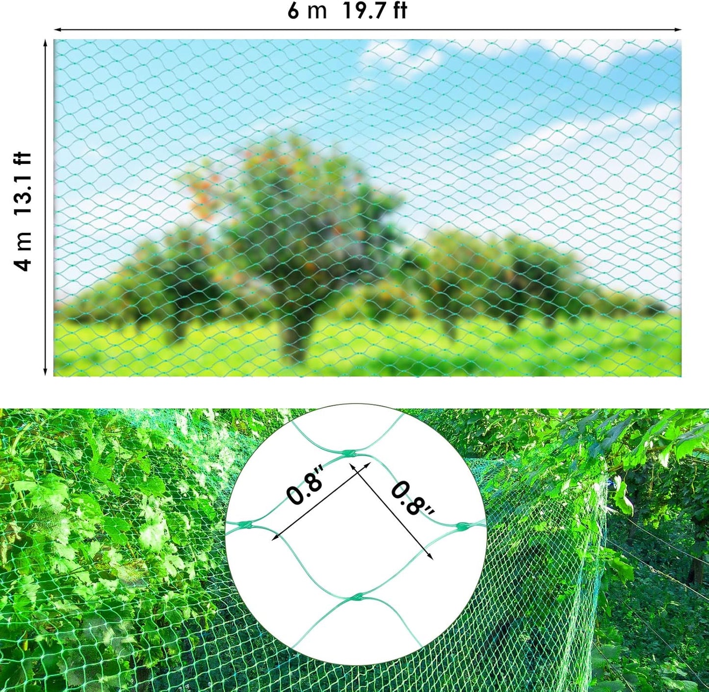 Ruolan Bird Netting for Garden Protect Vegetable Plants and Fruit Trees13X20Ft,Plastic Trellis Netting for Birds, Deer,Squirrels and Other Animals