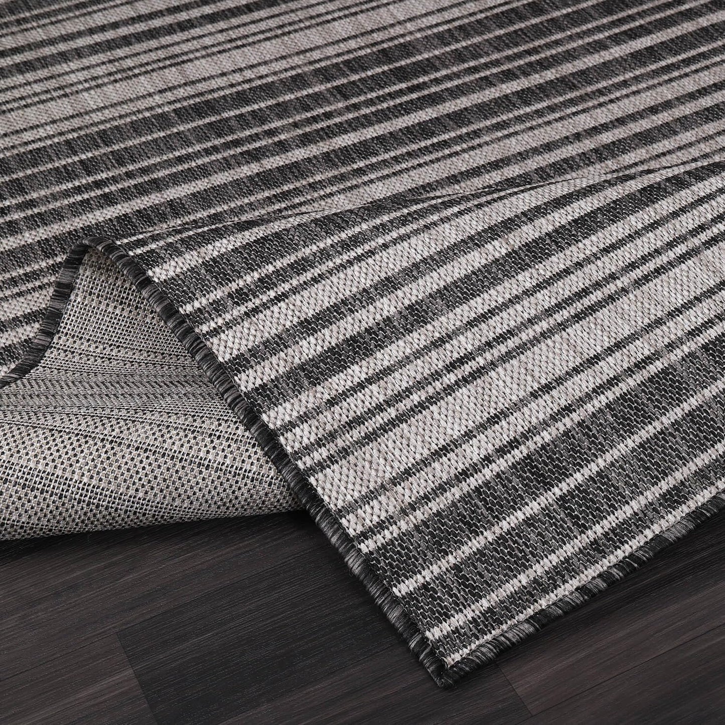Stripe Outdoor Rug 10x14 Washable Outside Carpet for Indoor Patio Porch Waterproof Easy Cleaning Non Shedding Area Rugs Dark Gray 10 x 14