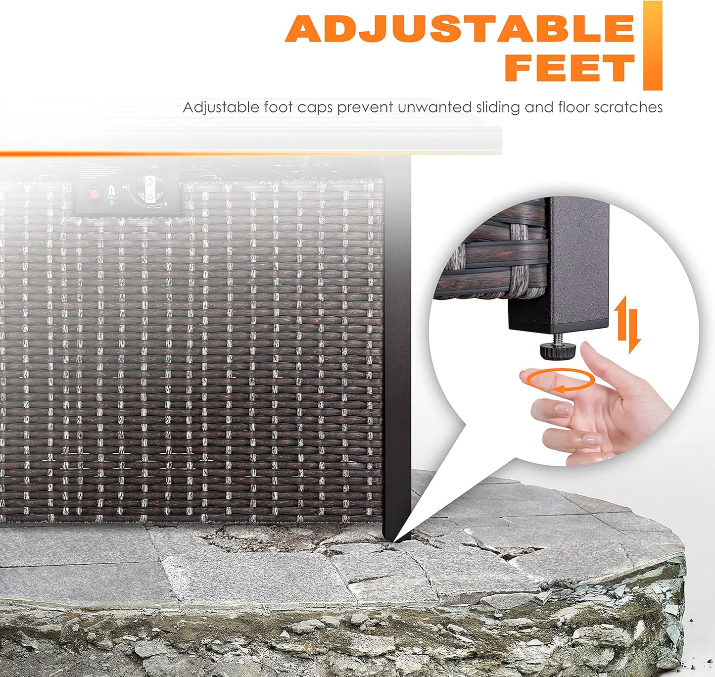 Nuu Garden 43 Inch Propane Fire Pit Table, CSA Certified 50,000 BTU Outdoor Patio Propane Fire Pit Table with 7 lbs Glass Stone and Removable Lid, Aluminum Tabletop, Water-Proof Oxford Cover, Brown