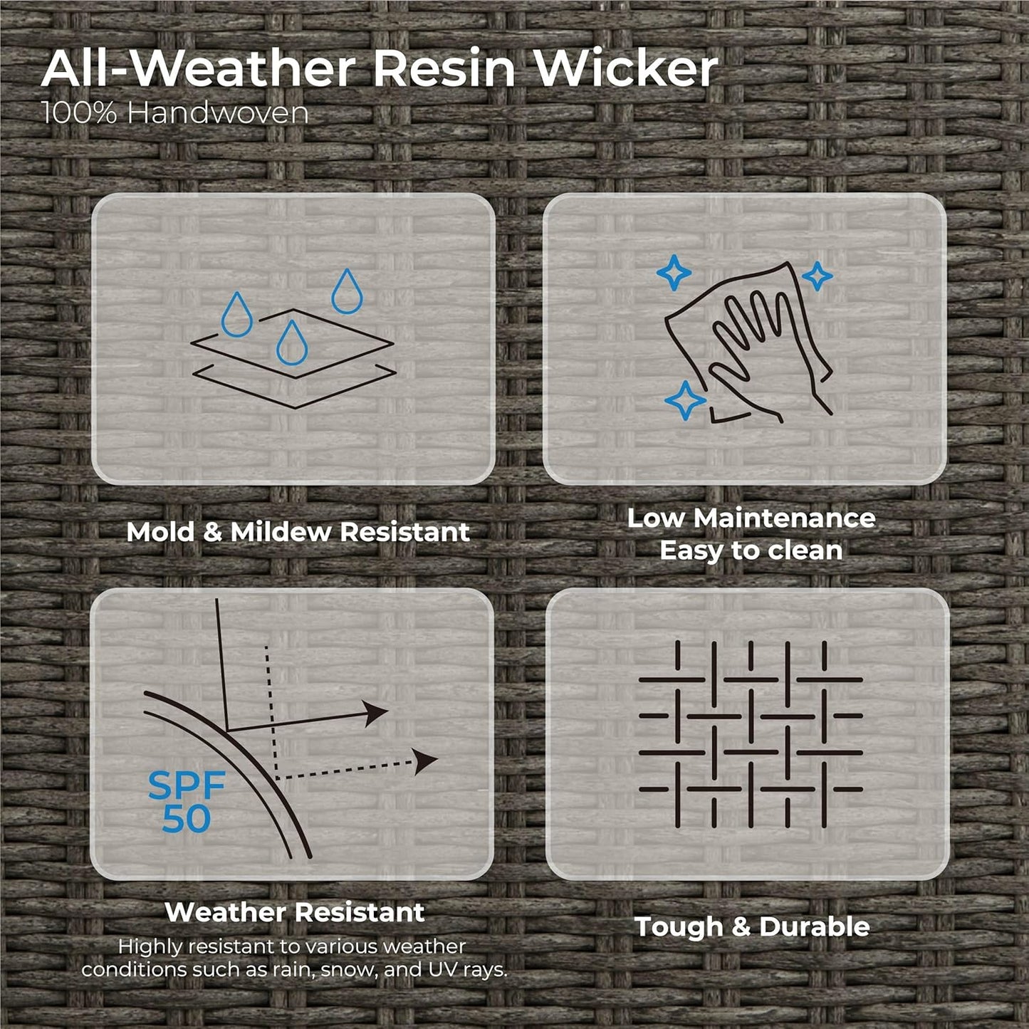 CHITA 2 Pieces Patio Wicker Chairs, 360° Rocking Swivels Outdoor Rattan Chair with Thickened Cushions for Backyard, Poolside, Garden or Porch