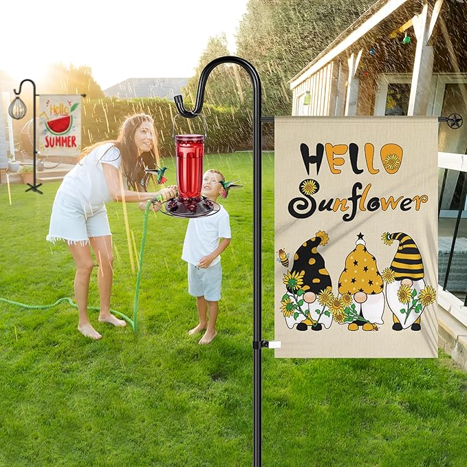 XDW-GIFTS Garden Flag Stand, Sturdy 2-Pack Flag Pole Holder with Shepherd Hook for Yard Decorations Outdoor Garden Flag Holder for 28''x40'' Flags 60 in Heavy Duty Yard Flag Post Stake (Without Flag)