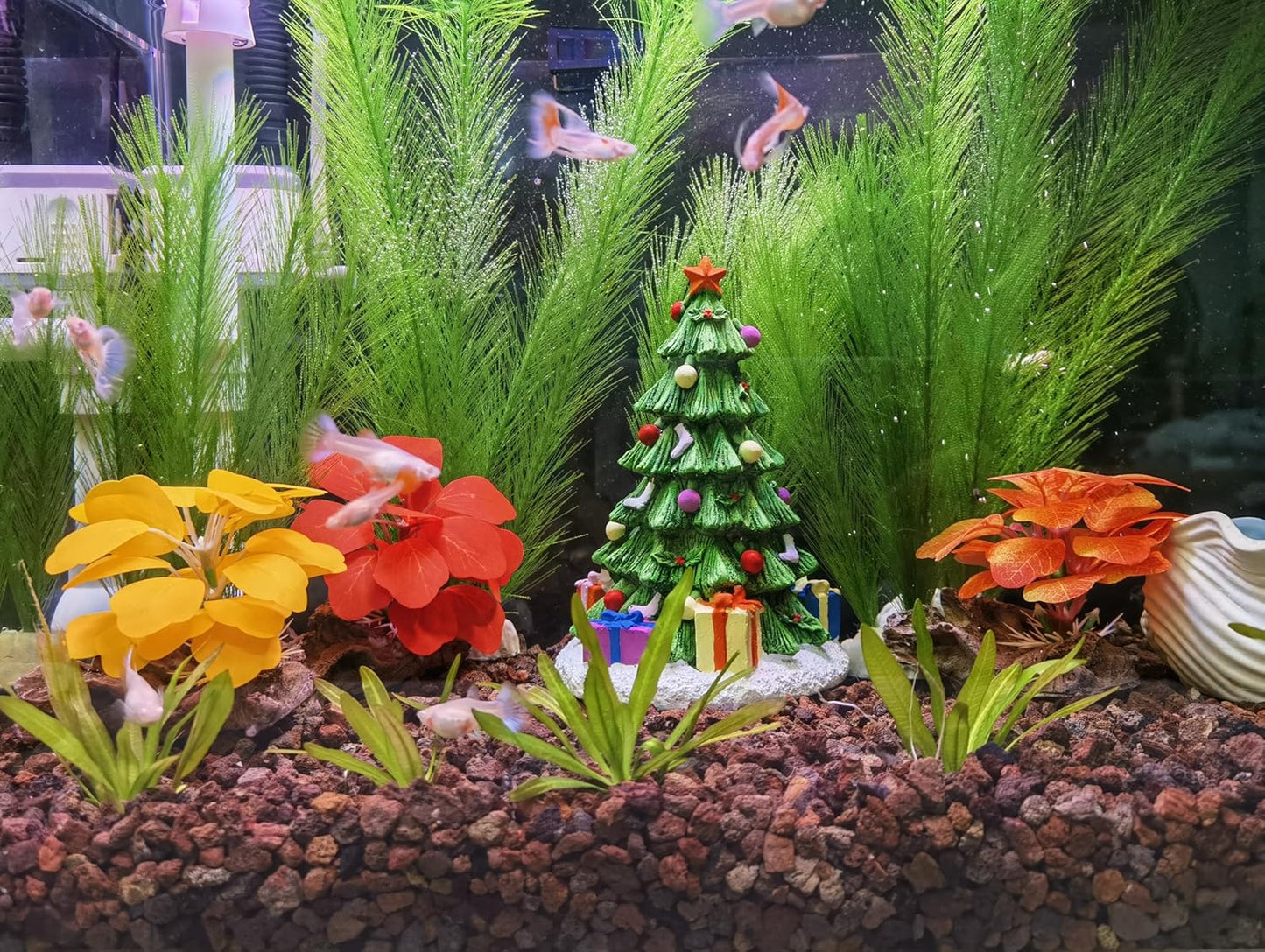 M2cbridge Artificial Fish Tank Plants Silk Aquarium Plastic Plant Aquatic Water Grass Foreground Decor(3PCS Small Colorful)