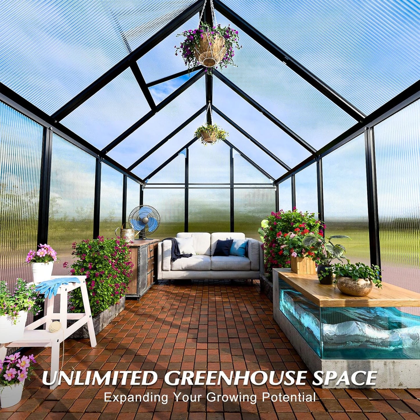 6'x10' Snap-Together Greenhouse - Easy 3-Way Connectors, Heavy-Duty Aluminum Frame, Wind/Snow Resistant for Gardening/Urban Farming, Includes Sliding Door & Ventilation Windows