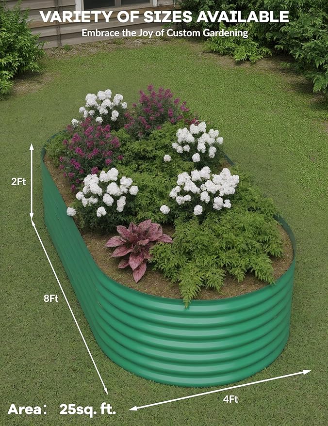 8x4x2ft Raised Garden Bed,Galvanized Raised Planter Boxes Outdoor with Easy Assembly, Large Garden Bed for Vegetables, Fruits, Flower,Raised Garden Bed,Green