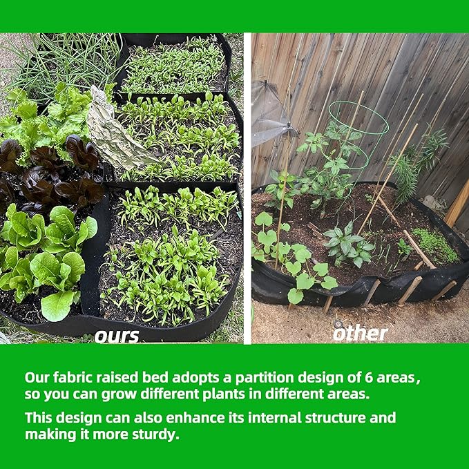 CJGQ Fabric Raised Garden Bed 4x2x1ft Garden Grow Bed Bags for Growing Herbs, Flowers and Vegetables 55 Gallon(2PACK)…