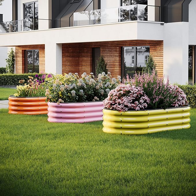 Galvanized Metal Planter Raised Garden Bed Kit for Gardening Outdoor，4x2x1ft Planter Grow Garden Box Raised Flower Bed