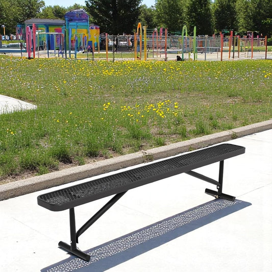 96" L Outdoor Metal Benches, Heavy Duty Garden Park Bench for Outside, Porch Chair Sports Backless Commercial Benches Mesh Bench for Shopping Mall, Store, Lawn, Park, Patio, Deck, Garden