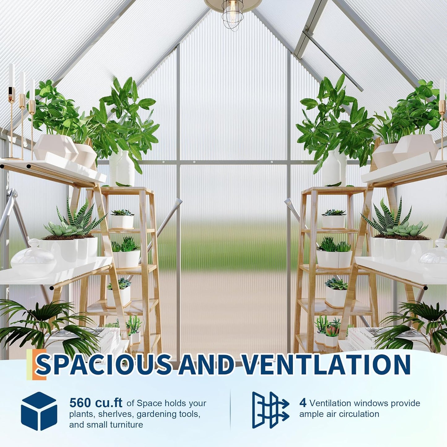 6'X4' Aluminum-Framed Polycarbonate Greenhouse, Heavy Duty Polycarbonate Greenhouse with Quick Setup Structure and Roof Vent, Large Enhanced Aluminum Greenhouses Kit for Outdoors