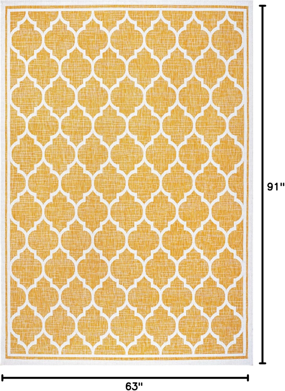 Eyely BMS109F-5 Santa Monica Trebol Moroccan Trellis Textured Weave Indoor/Outdoor Area Rug Coastal;Bohemian, Bedroom, Backyard, Patio, Easy-Cleaning, Non-Shedding, 5 X 8, Yellow/Cream