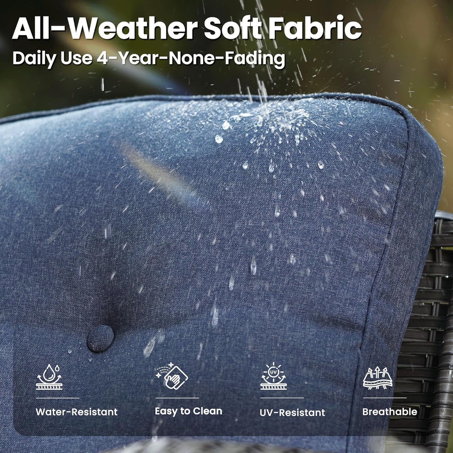 ovios 7 Pieces Patio Furniture Set, Outdoor Wicker Sofa with Swivel Chairs, Coffee Table, All Weather High Back Rattan Loveseat Couch with Comfy Cushions, Denim Blue