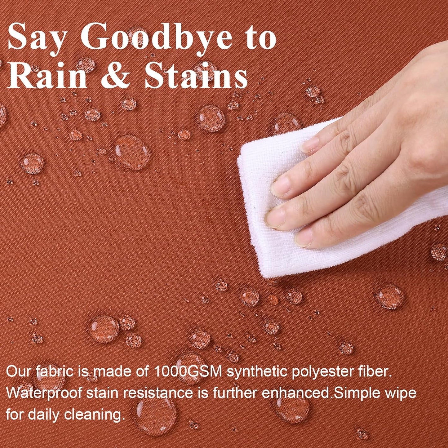 Outdoor Chair Cushions Set of 2 for Patio Furniture 19x19x4 Inch Waterproof Patio Chair Cushion 3 Year Color Fastness Square Elastic Foam Garden Sofa Couch Pads with Ties and Handle,Spice