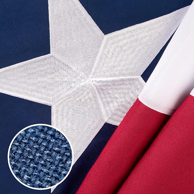 Texas Flag 2x3 ft Deluxe Super Tough Series, Heavy Duty Spun Polyester, All Weather TX Flag High Wind with Embroidered Stars, Brass Grommets, Sewn Stripes, Durable Texas Flags Outdoor Outside