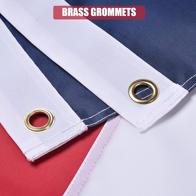 Texas State Flag 5x8 Ft, Deluxe Embroidered Heavy Duty Nylon Durable TX Outside Flags, Indoor/Outdoor, Sewn Stripes and Brass Grommets