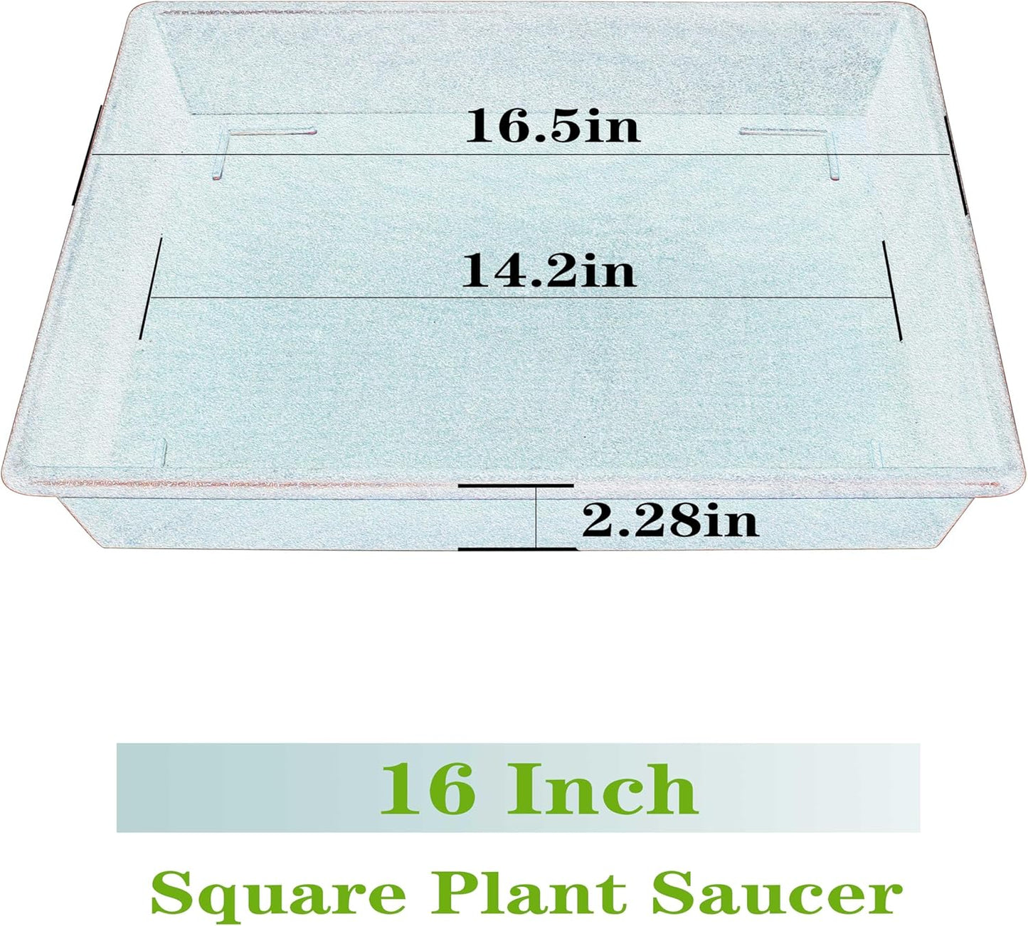 Square Plant Saucer 16 Inch 2 Pack, Plant Stand Plant Trays for Pots Heavy Duty Plastic Plant Saucers for Indoors Outdoors, Flower Pot No Holes Plant Lover Gardening Gifts